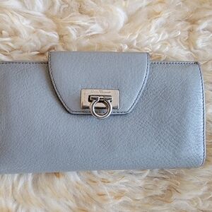Salvatore Ferragamo Grey Leather Long Wallet